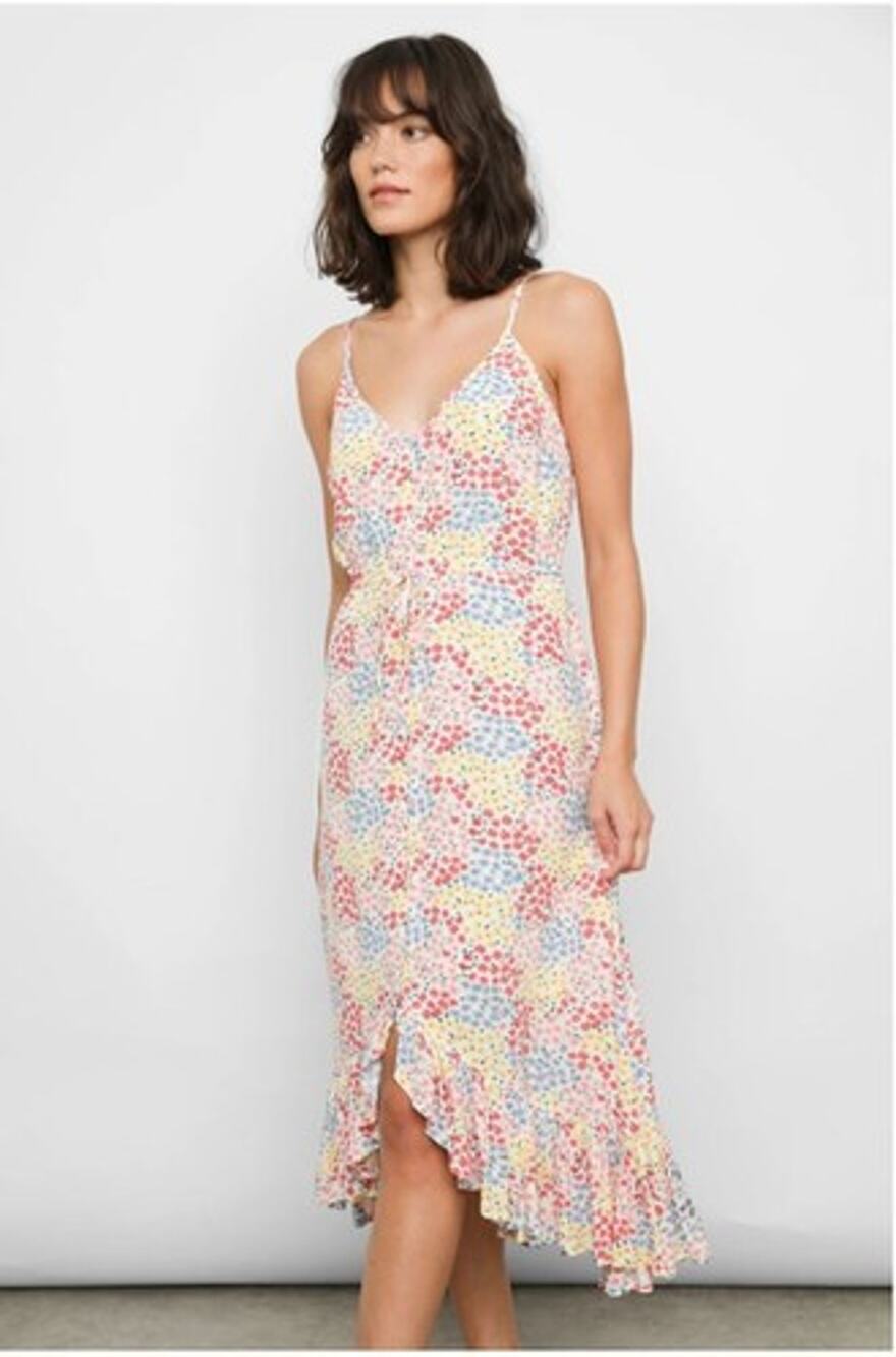 Rails Floral Hi-Lo Button Midi Dress Flower Meadow Romantic Boho Size Small